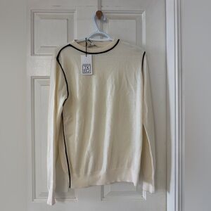 TKEQ Equestrian Contrast Crewneck Sweater Birch